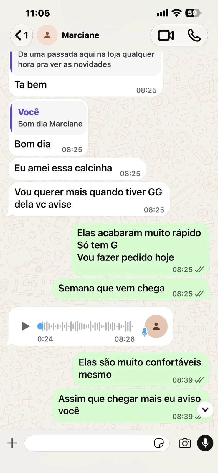 Conversa de cliente no WhatsApp