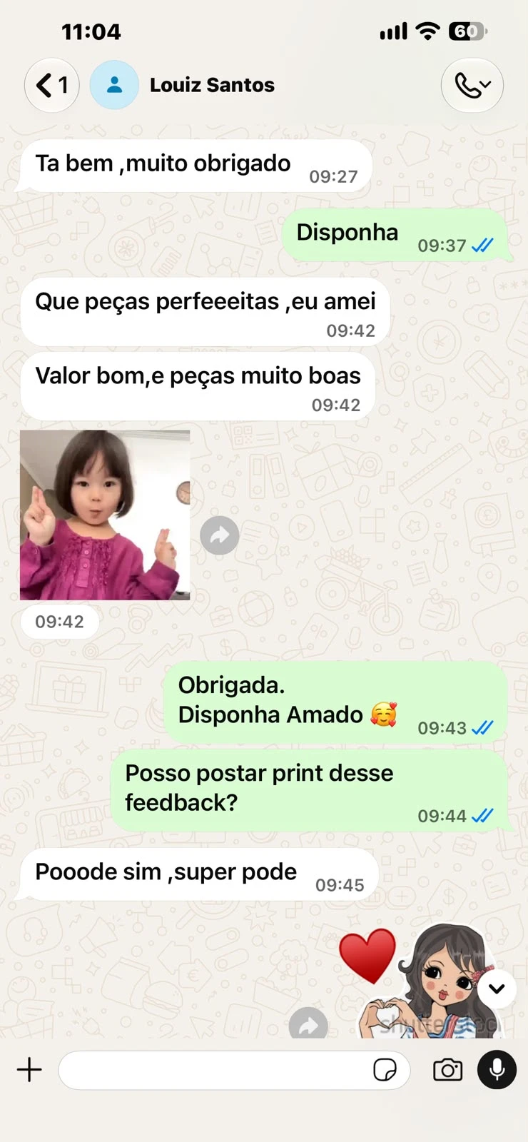 Conversa de cliente no WhatsApp